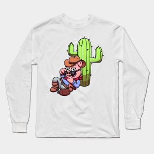 Wild West Pig With Cactus Long Sleeve T-Shirt